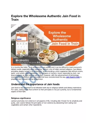 Explore the Wholesome Authentic Jain Food in Train