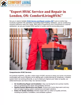 Expert HVAC Service and Repair in London, ON