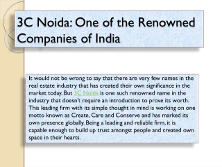 3C Noida: One of the Renowned Companies of India