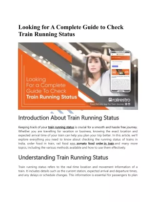 Looking for A Complete Guide to Check Train Running Status