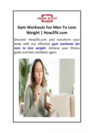 Gym Workouts For Men To Lose Weight  How2fit.com