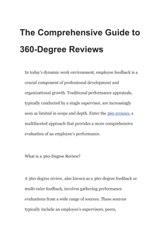 The Comprehensive Guide to 360-Degree Reviews