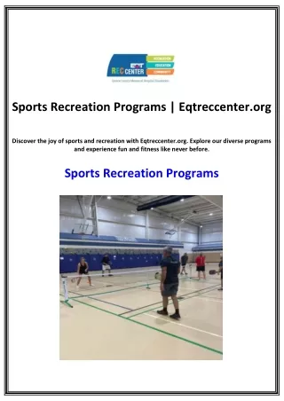 Sports Recreation Programs | Eqtreccenter.org