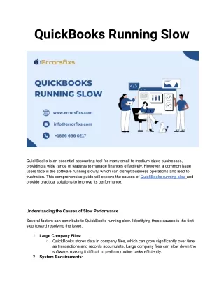 QuickBooks Running Slow