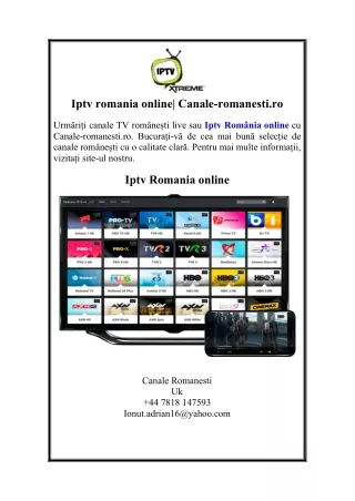 Iptv romania online| Canale-romanesti.ro