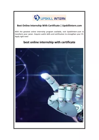 Best Online Internship With Certificate  Upskillintern.com