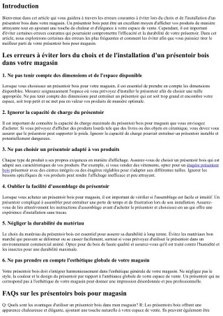 Les erreurs à éviter lors du choix et de l'installation d'un présentoir bois dan