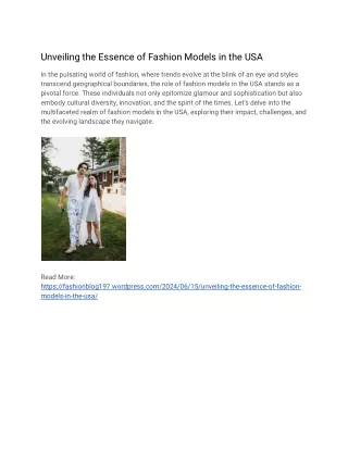 Unveiling the Essence of Fashion Models in the USA
