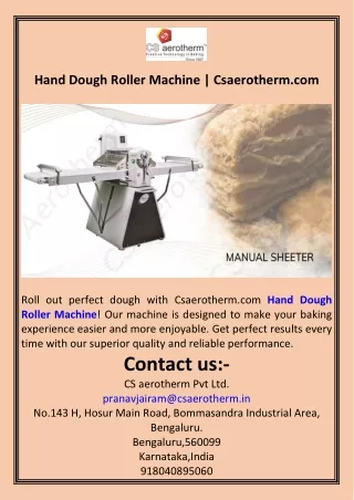 Hand Dough Roller Machine  Csaerotherm.com