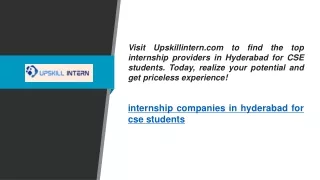 Internship Companies In Hyderabad For Cse Students  Upskillintern.com