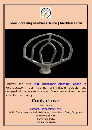 Food Processing Machines Online  Mechtrace.com