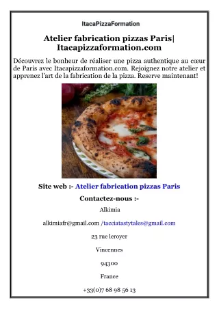 Atelier fabrication pizzas Paris Itacapizzaformation.com