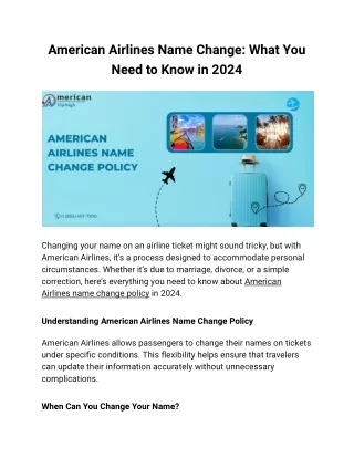 American Airlines Name Change - What You Need to Know in 2024