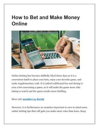 How to Bet and Make Money Online