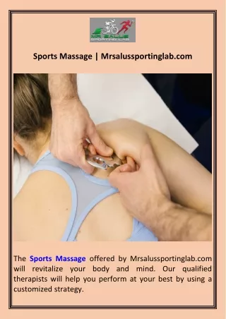 Sports Massage  Mrsalussportinglab.com