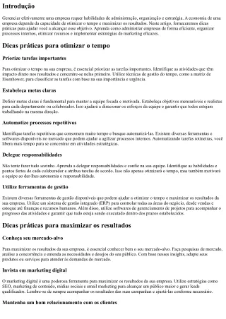 Dicas práticas para otimizar o tempo e maximizar os resultados da sua empresa