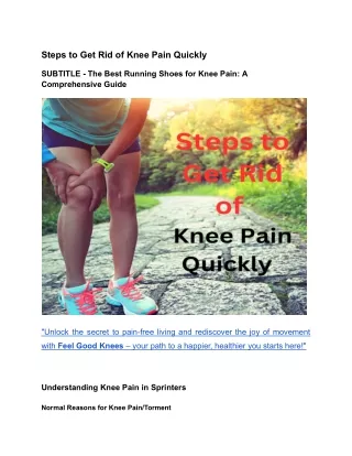StepsSteps to Get Rid of Knee Pain Quickly to Get Rid of Knee Pain Quickly