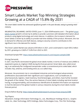 Smart Labels Market Top Winning Strategies Growing at a CAGR of 15.8% By 2031