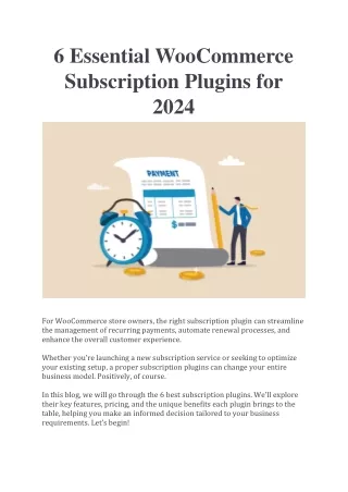 6 Essential WooCommerce Subscription Plugins for 2024