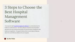 3 Steps to Choose the Best Hospital Management Software