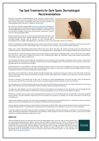 Top Spot Treatments for Dark Spots Dermatologist Recommendations