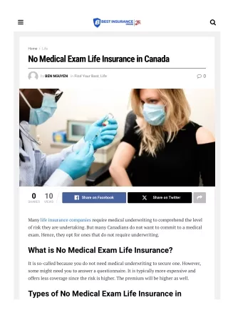 No Medical Exam Life Insurance in Canada