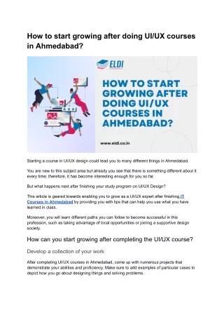 How to start growing after doing UI_UX courses in Ahmedabad