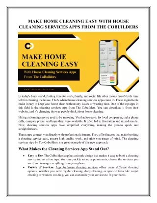 Experience Effortless Cleanliness: Download Our Cleaning Services App Today!