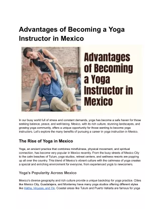 Advantages of Becoming a Yoga Instructor in Mexico