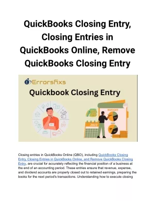 QuickBooks Closing Entry, Closing Entries in QuickBooks Online, Remove QuickBooks Closing Entry