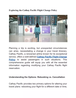 Cathay Pacific Flight Change Policy