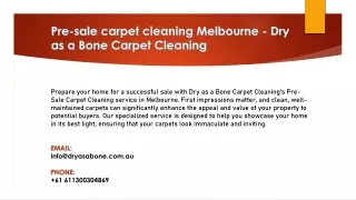 Pre-sale carpet cleaning Melbourne - Dry as a Bone Carpet Cleaning