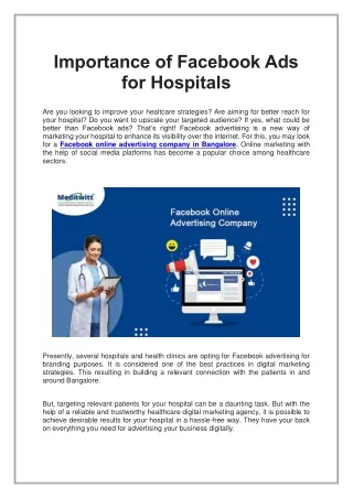 Importance of Facebook Ads for Hospitals