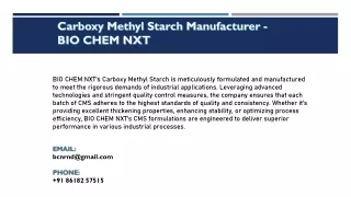 Carboxy Methyl Starch Manufacturer - BIO CHEM NXT