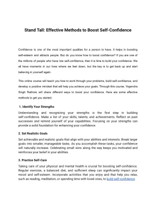 Stand Tall: Effective Methods to Boost Self-Confidence