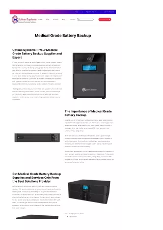 Medical Grade Battery Backup