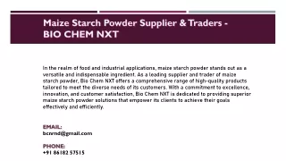 Maize Starch Powder Supplier & Traders - BIO CHEM NXT