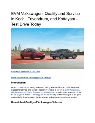 EVM Volkswagen_ Quality and Service in Kochi, Trivandrum, and Kottayam - Test Drive Today