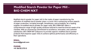 Modified Starch Powder for Paper Mill - BIO CHEM NXT