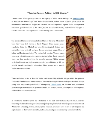 Tanchoi Sarees