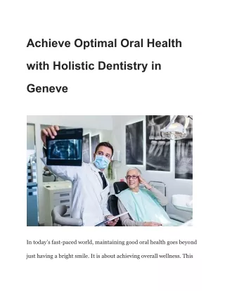 Achieve Optimal Oral Health with Holistic Dentistry in Geneve