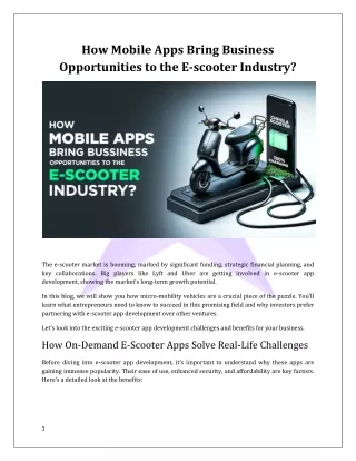 How Mobile Apps Bring Business Opportunities to the E-scooter Industry