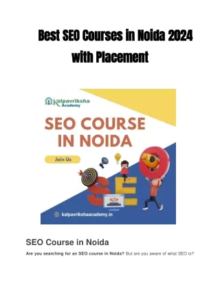 Best SEO Courses in Noida 2024 with Placement