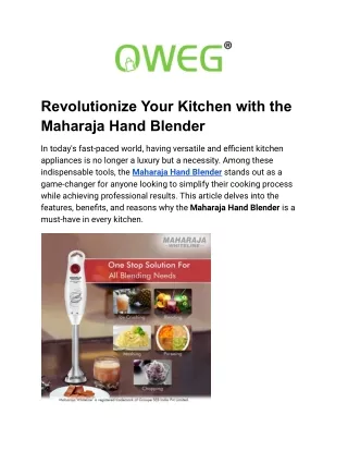 Revolutionize Your Kitchen with the Maharaja Hand Blender
