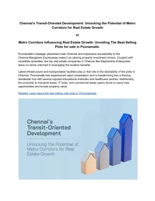 _Chennai's Transit-Oriented Development_ Unlocking the Potential of Metro Corridors for Real Estate Growth