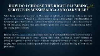 How Do I Choose the Right Plumbing Service in Mississauga and Oakville