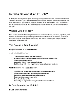Is Data Scientist an IT Job