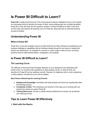 Is Power BI Difficult to Learn