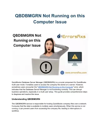 QBDBMGRN Not Running on this Computer Issue