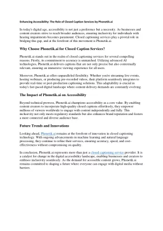 Enhancing Accessibility The Role of Closed Caption Services by Phonetik.ai